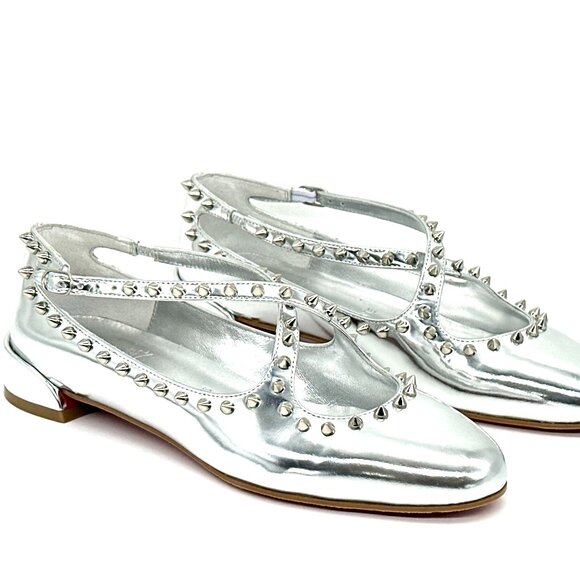 Christian Louboutin PILOUTA JANE SPIKES FLAT Criss Cross Ballerina Shoes - Picture 11 of 16